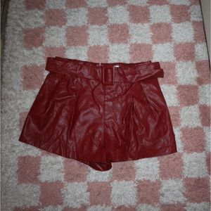 Red Leather Shorts